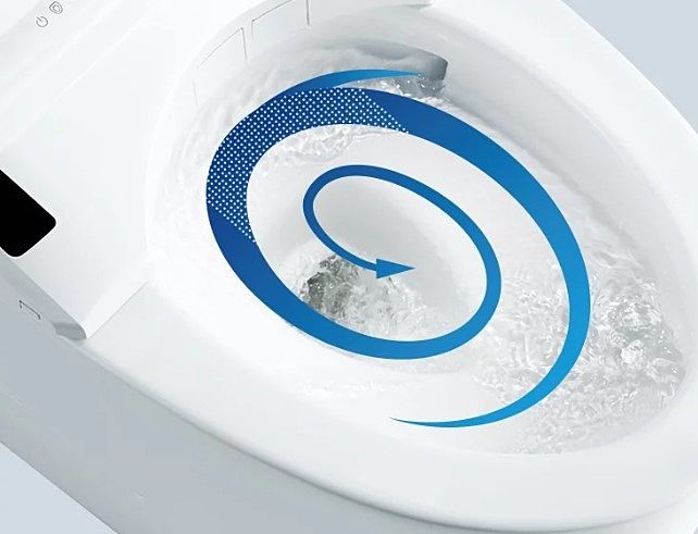 渦を巻くようなトルネード洗浄で、便器の中をぐるりとしっかり洗浄、少ない水で効率よく洗います。
